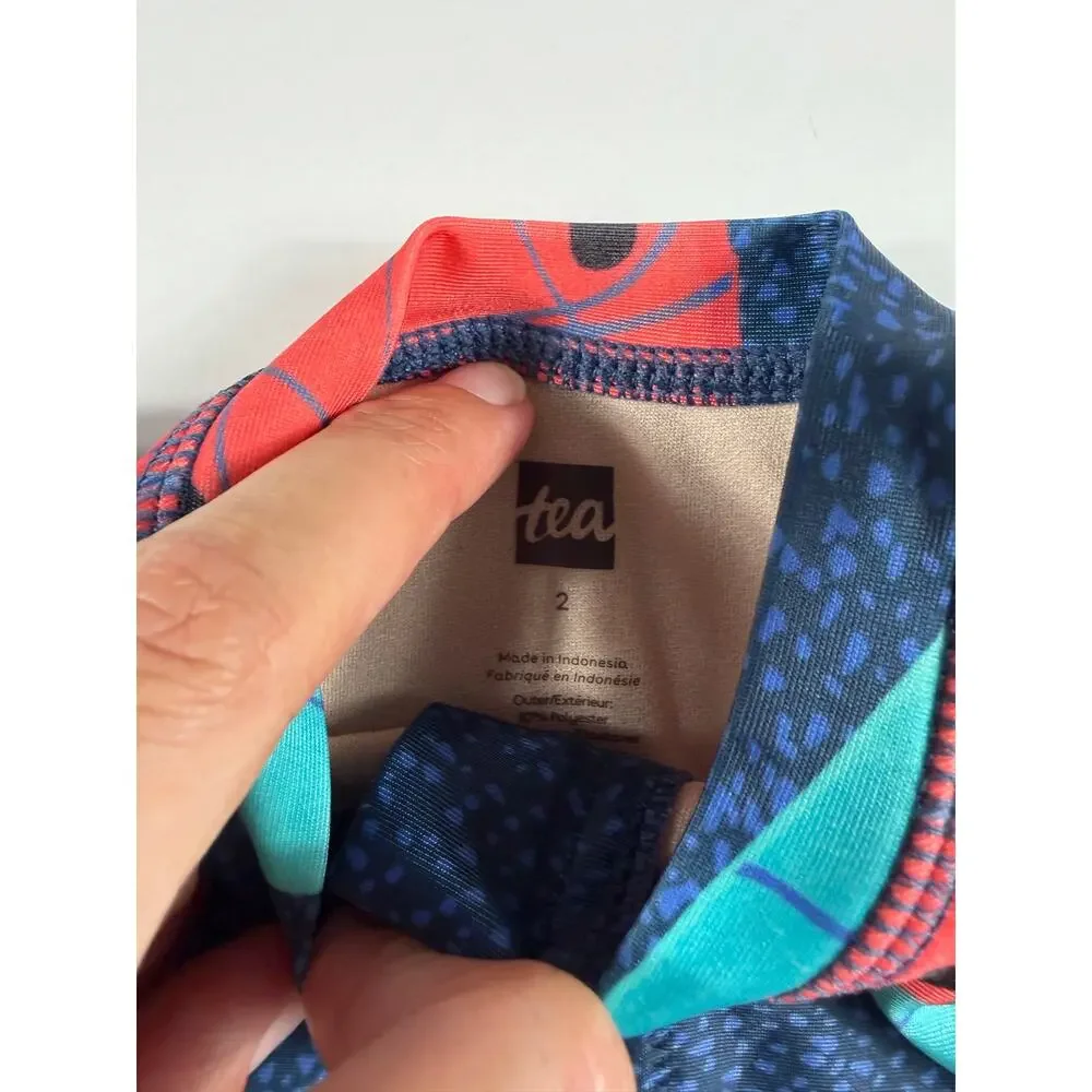 Tea Collection Watermelon Zip Front One-Piece Swimsuit Size 2